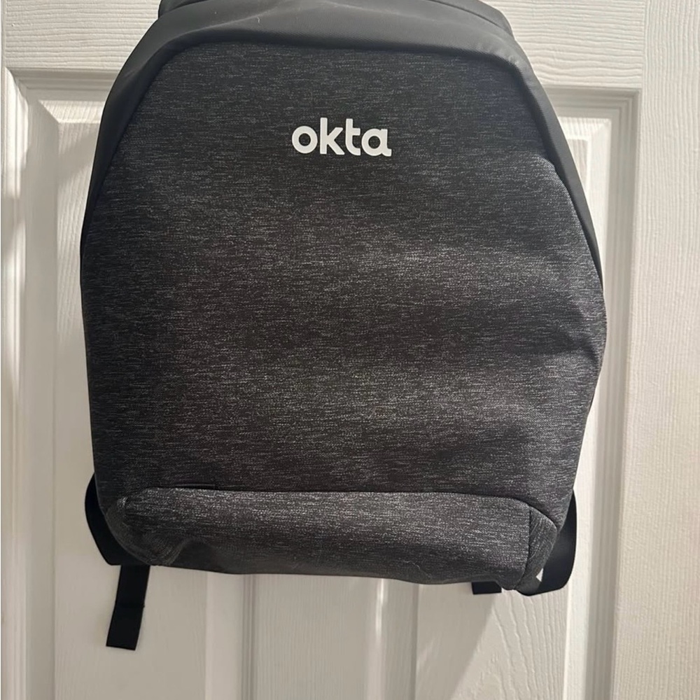 Charcoal Gray -  Ace High Laptop Bag w/ OKTA logo. Back open - Men's Backpack